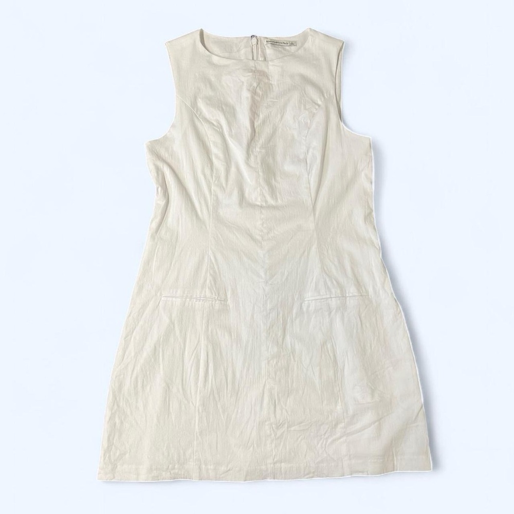 Abercrombie White Cotton Mini Dress Sleeveless Large Bridal Coastal Minimalist